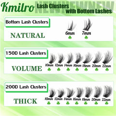 Kmilro bottom lashes 5-7mm balance eye fringe with depth