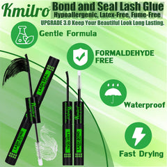 Kmilro precision applicator enables clean, quick-dry lash application.