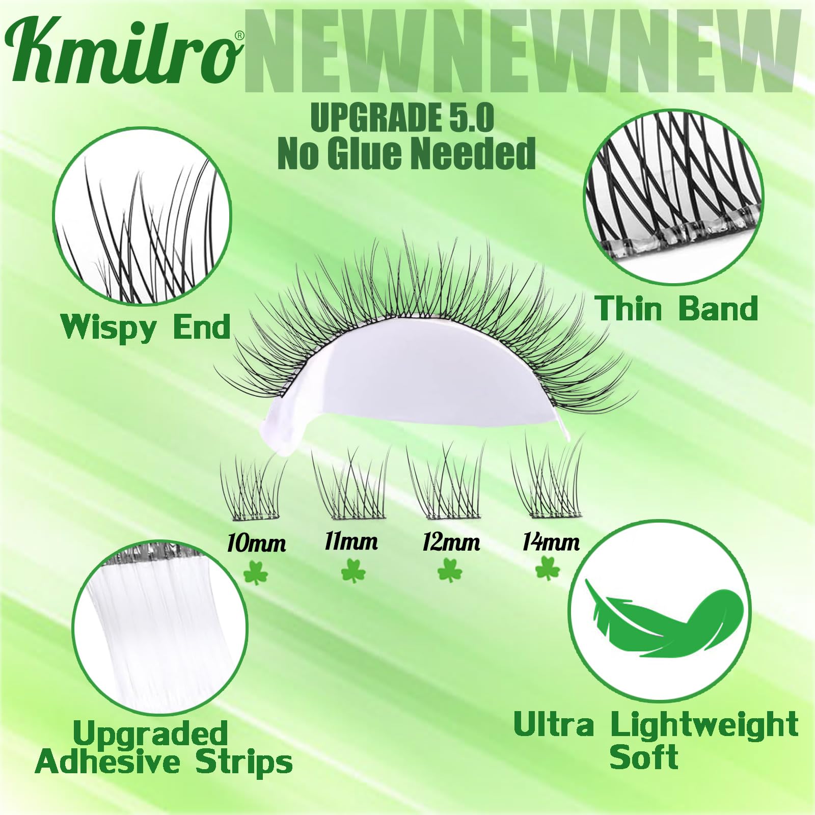 Kmilro lash clusters 12mm give a more voluminous, everyday look.