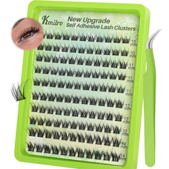 Kmilro self-adhesive eyelashes in 10-14mm wispy clusters for natural look