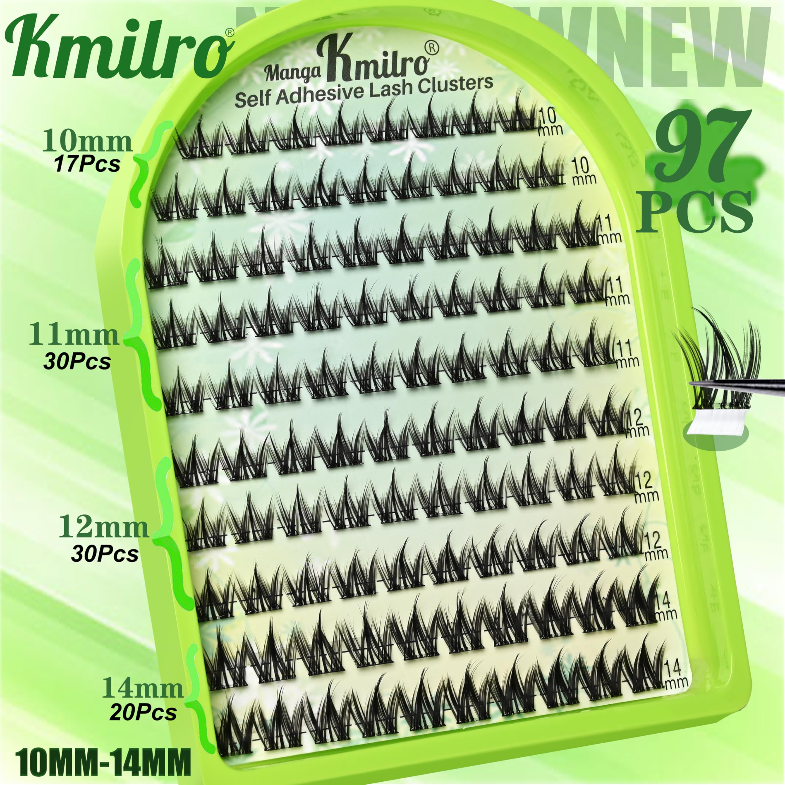 Kmilro spiky-look lashes close-up demonstrate bold manga effect without glue.