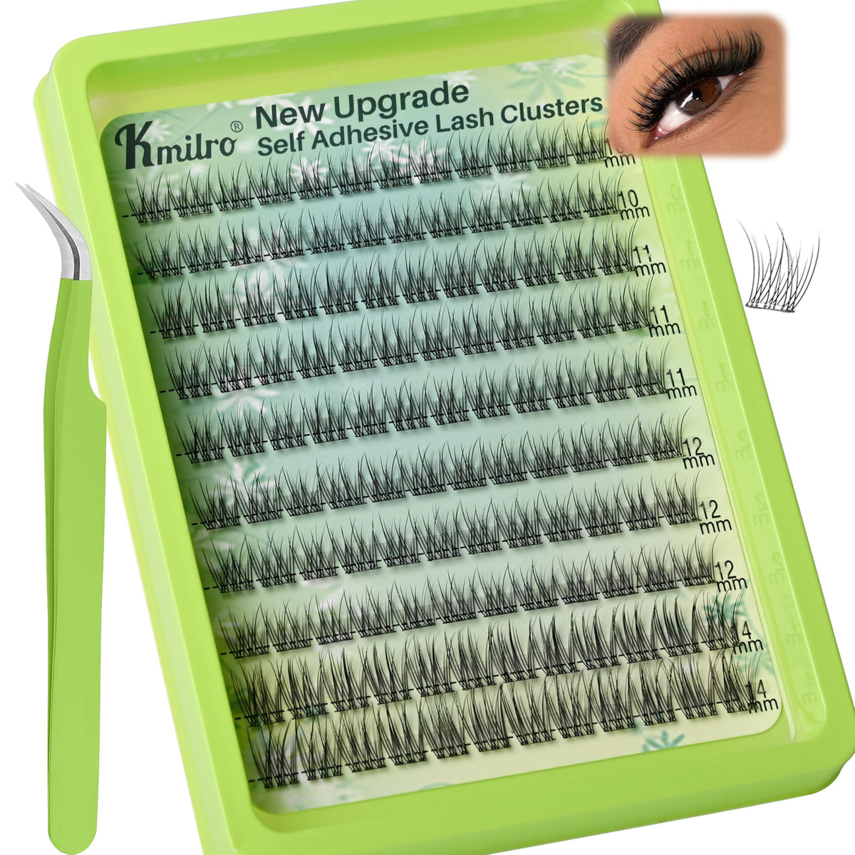 Kmilro self adhesive eyelashes tray with pre-applied adhesive for quick, mess-free application.