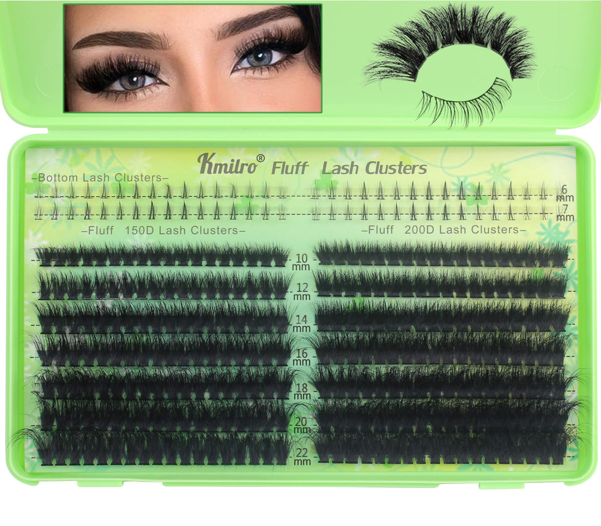 Kmilro upper lash clusters 10-22mm for dramatic length and defined eyes