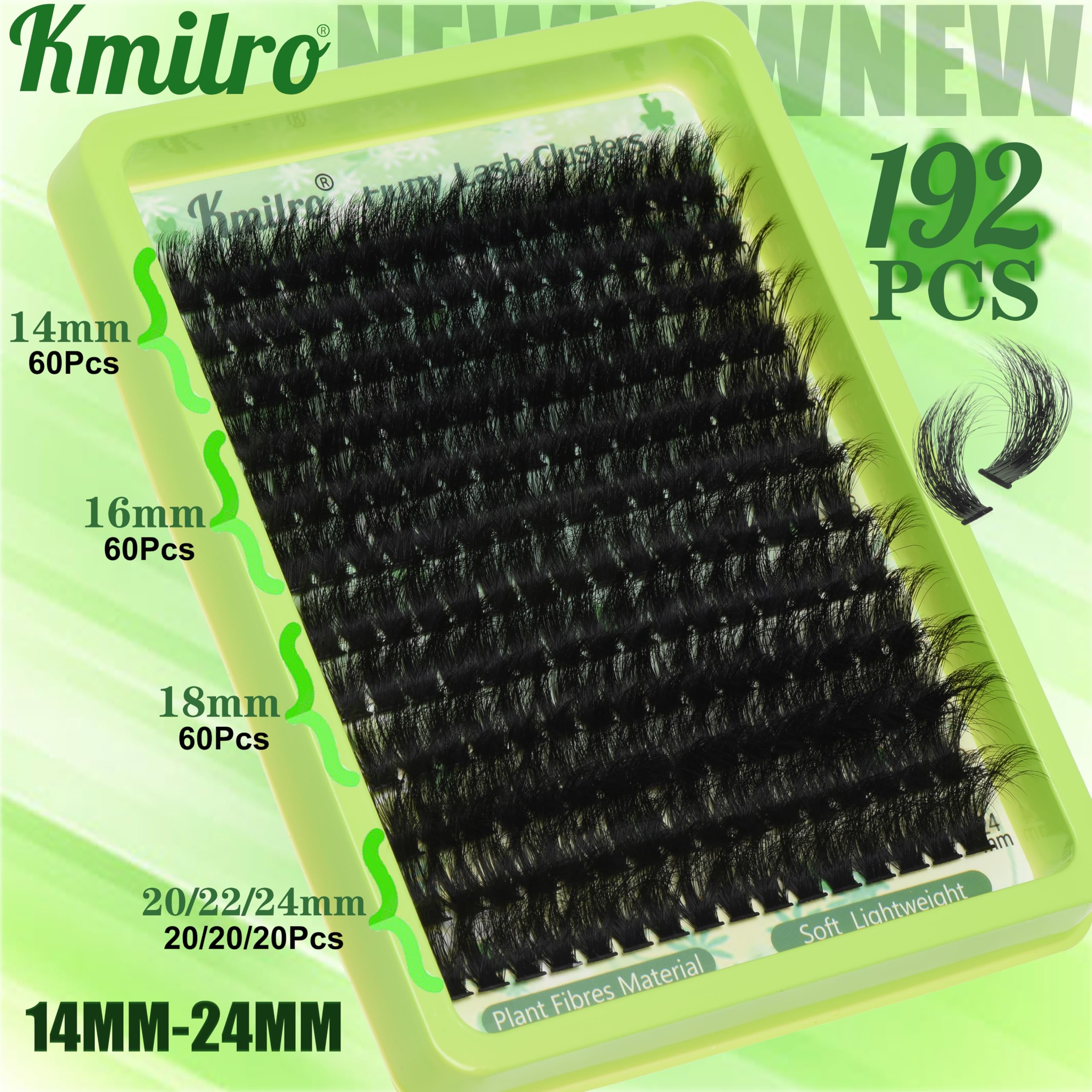 Kmilro Volume Lash Clusters, 3D density for fuller, natural looking lashes.