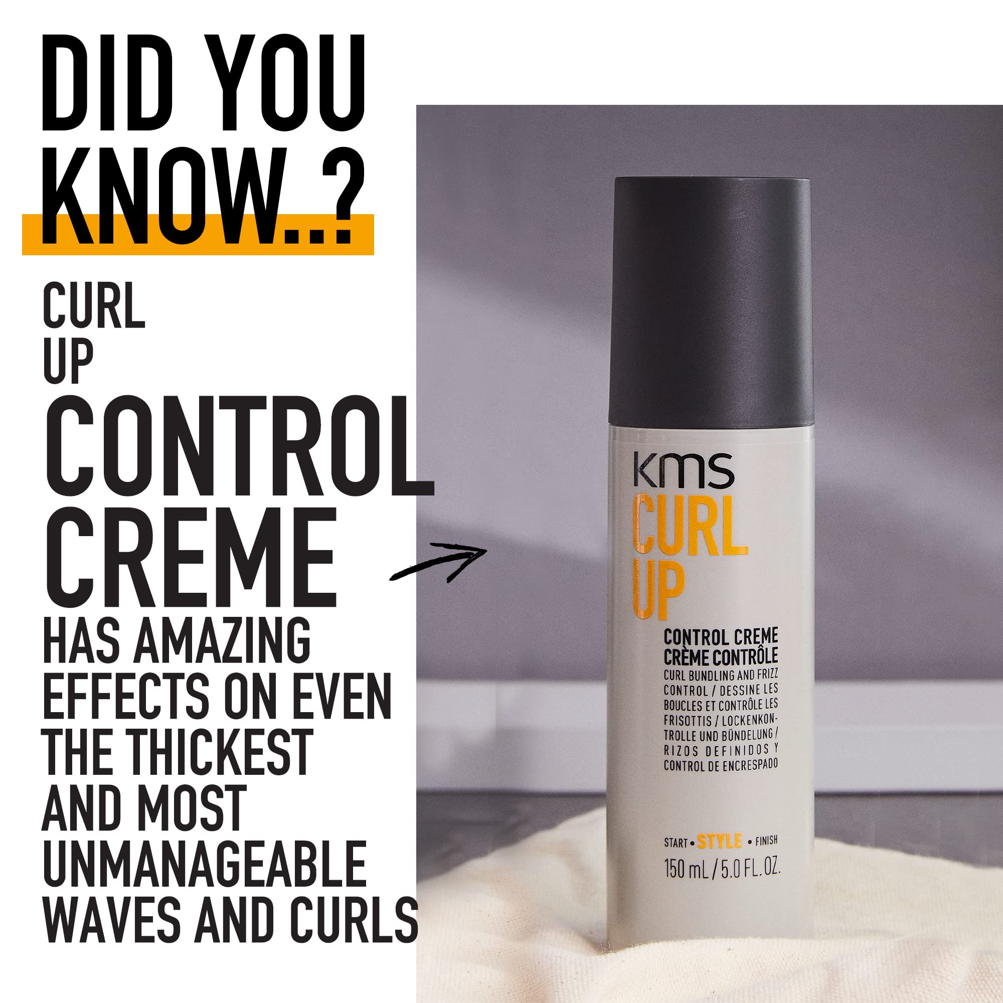 KMS Curlup Control Crème on curls for defined separation.