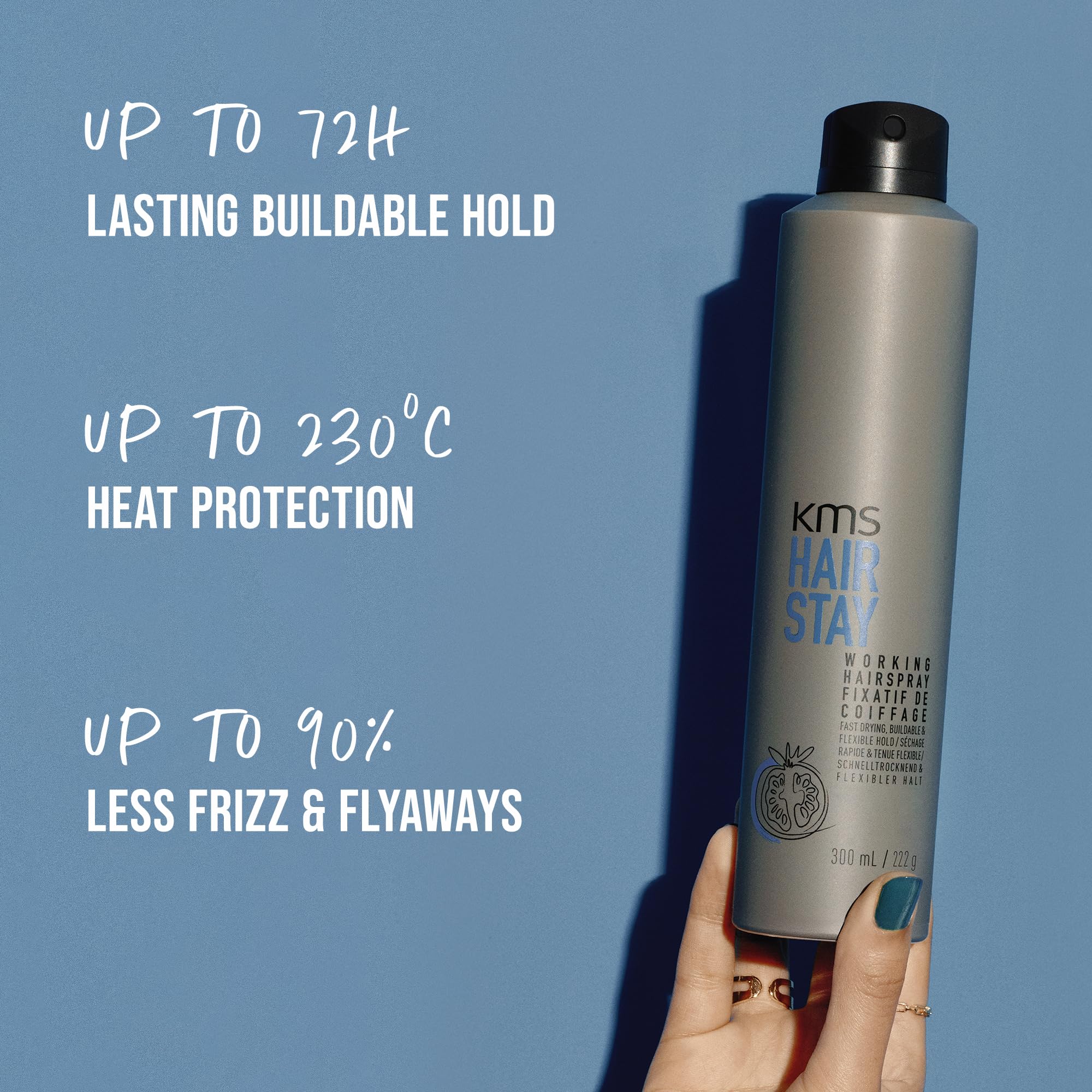 KMS HairStay spray suitable for all hair types and textures.