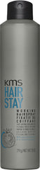 KMS HairStay spray bottle pour for even distribution and buildable hold.