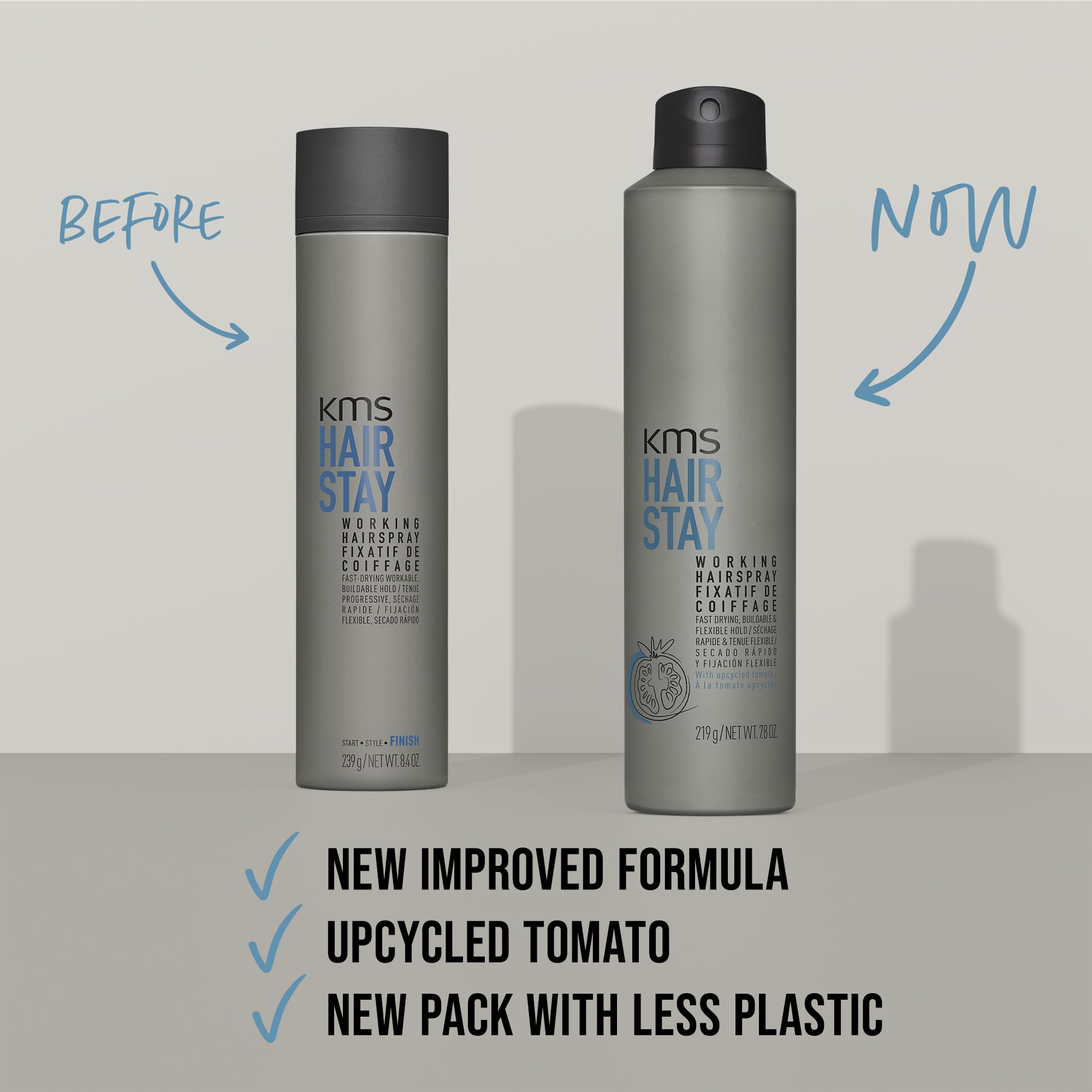 KMS HairStay spray is part of a three-step regimen for consistent results.