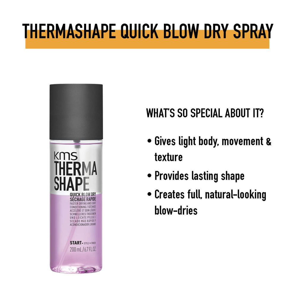 KMS Thermashape bottle close-up emphasizing two-phase formula for conditioning