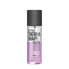KMS Thermashape spray bottle front view, promoting faster blow-drying and sleek results