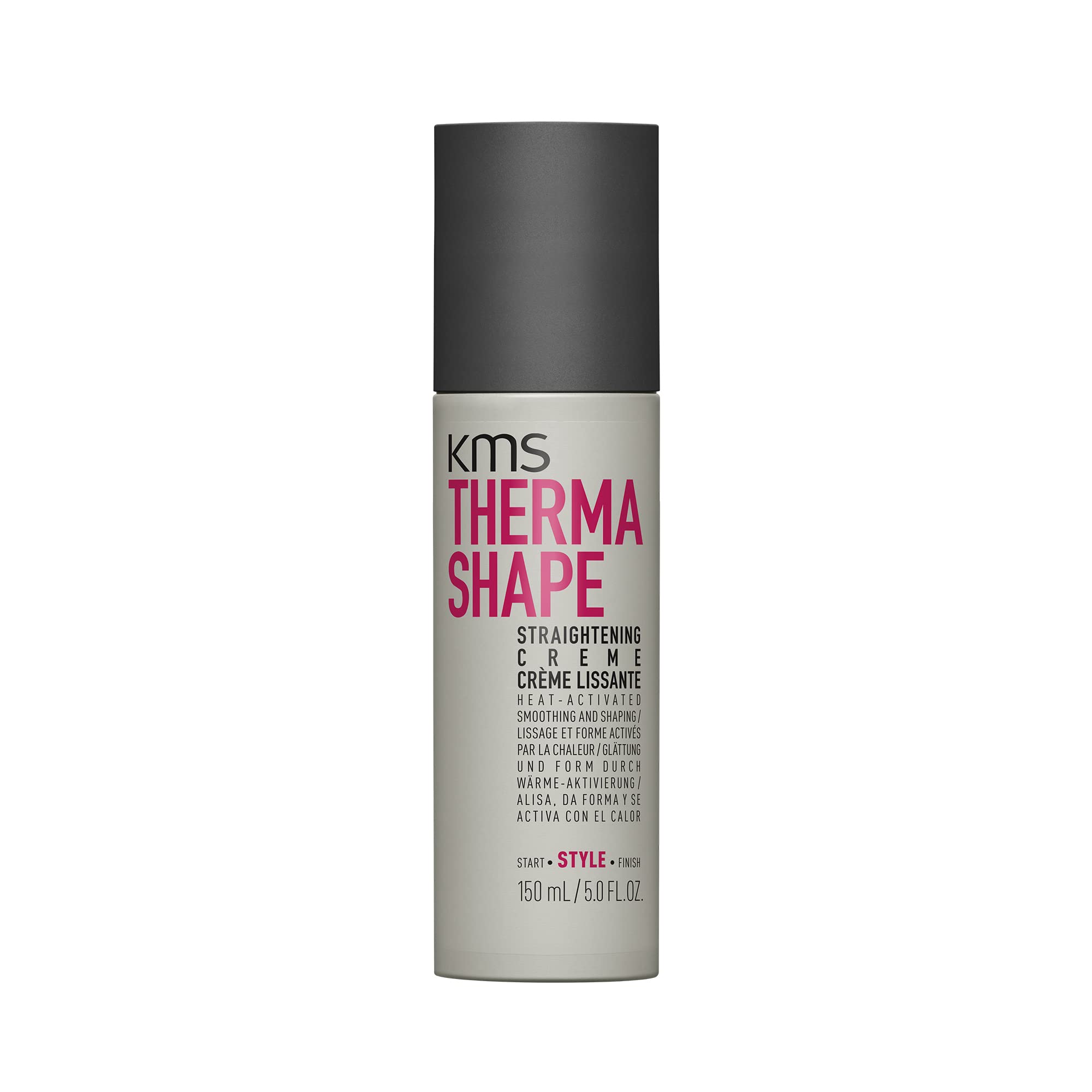 KMS Thermashape bottle for straightening offers quick, controlled styling.