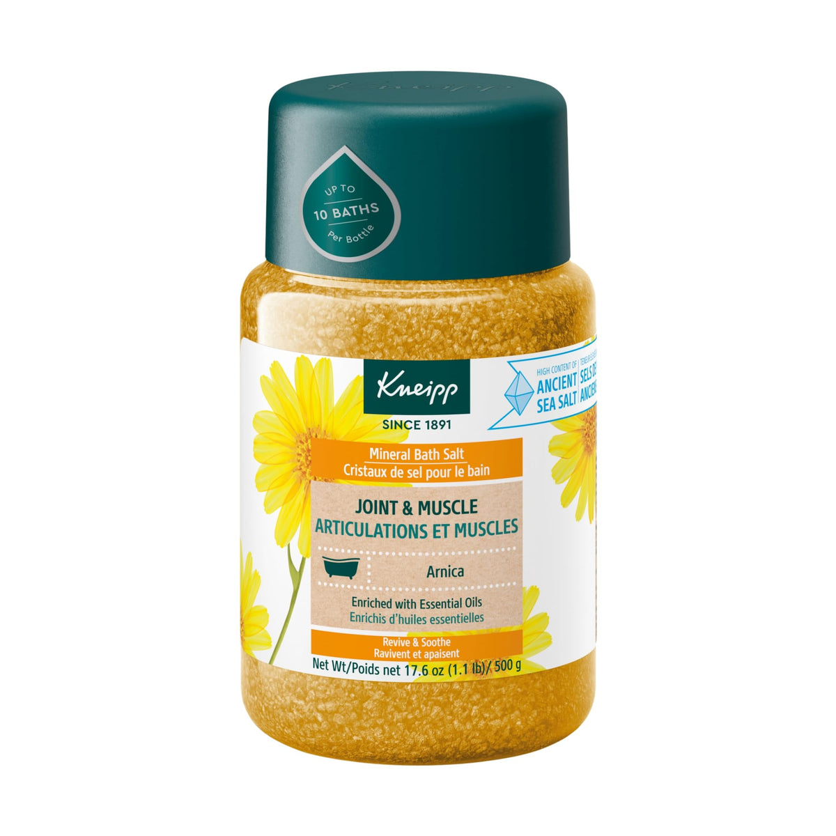Kneipp Sal de baño Arnica: alivio muscular y aroma reconfortante.