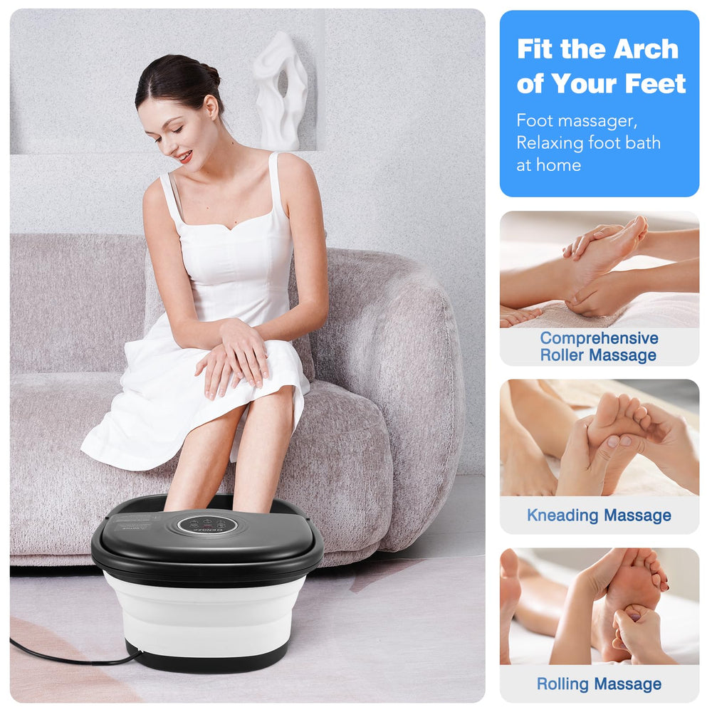 KNQZE Foot Spa Red Light provides calming ambiance during foot care routine.