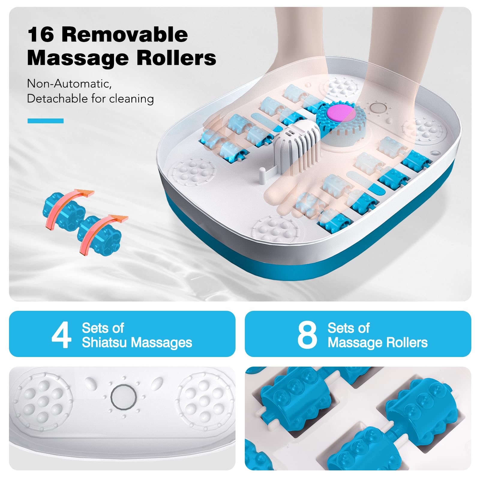 KNQZE foot spa with temperature control to set comfortable warmth.