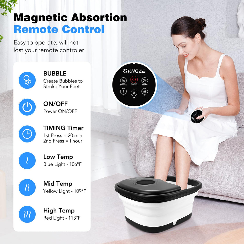 KNQZE Foot Spa Temperature Control highlights adjustable heat for personalized comfort.