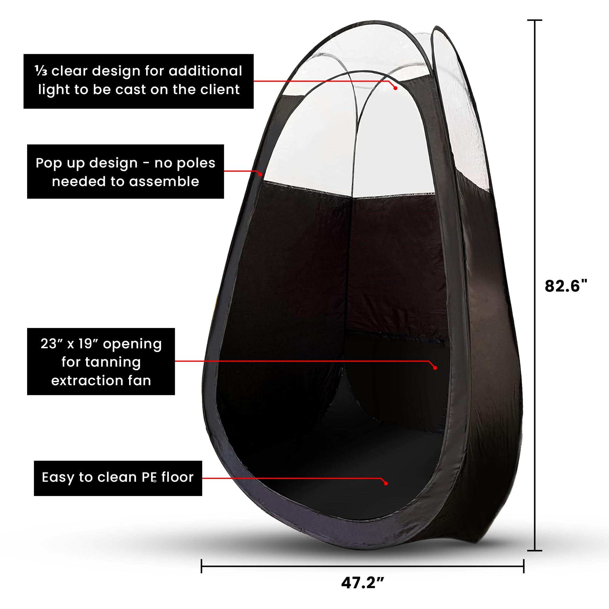 KOBBTAN pop-up spray tan tent unfolds quickly with no poles for fast setup.