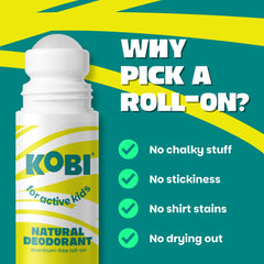 Desodorante Kobi sin aluminio, apto para piel sensible de niños.