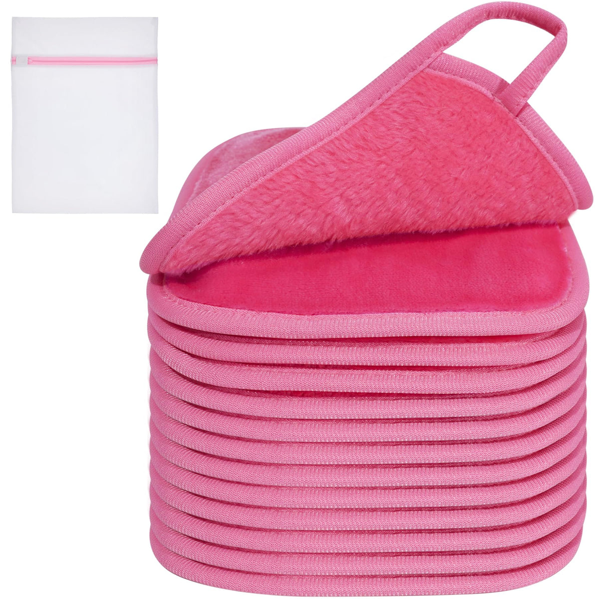 KODAMO toalla desmaquillante de microfibra rosada, desmaquilla con agua de forma suave.