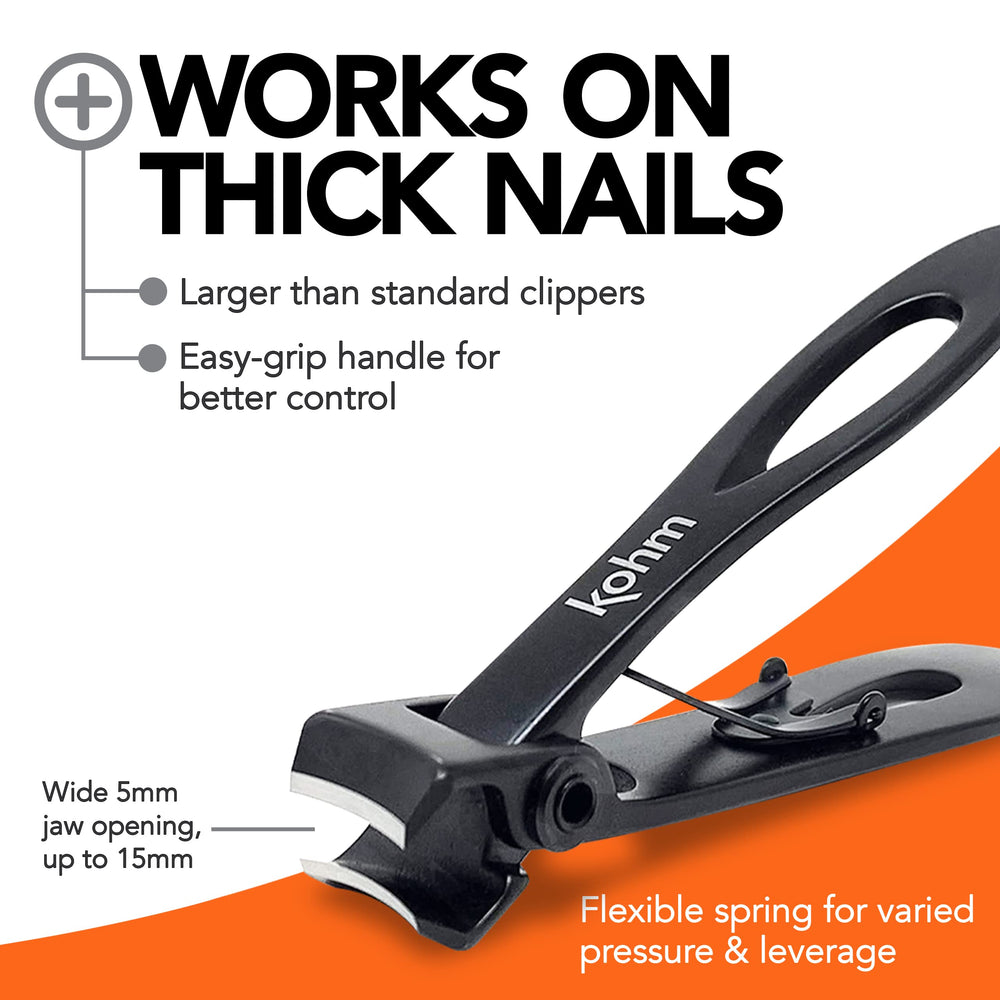 KOHM nail clippers ergonomic anti-slip grip for comfortable handling