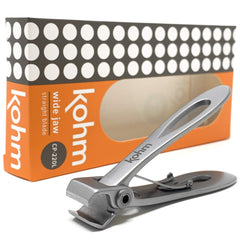 KOHM nail clippers with wide mouth for thick nails, precise trims.