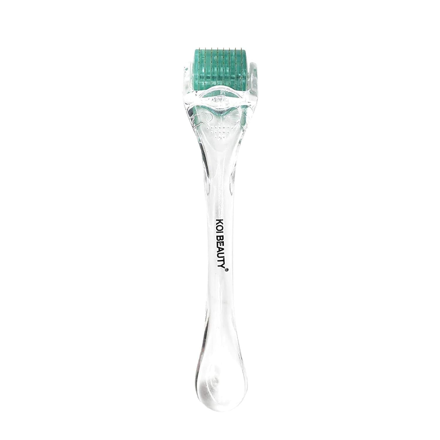 Koi Beauty derma roller close-up with titanium needles for precise micro-needling.