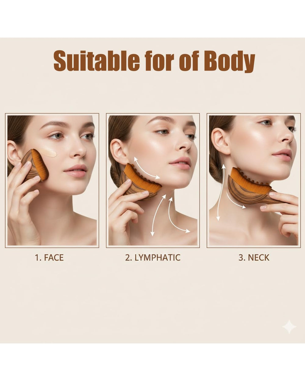 Kojeva Lymphatic Contour Face Brush aids subtle puffiness relief during routines.
