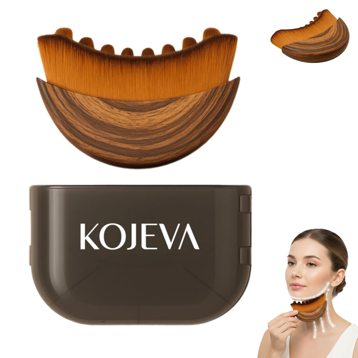 Kojeva Lymphatic Contour Face Brush targets puffiness with a gentle massage.