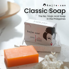 Kojie San coconut oil moisturizing soap with visible lather.