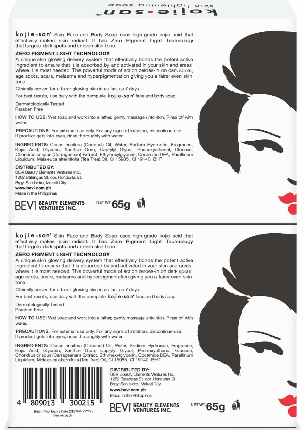Kojie San six-bars packaging emphasizing value and routine.
