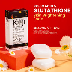 Koji White acido Kojico y glutathione en barra iluminadora para la piel.