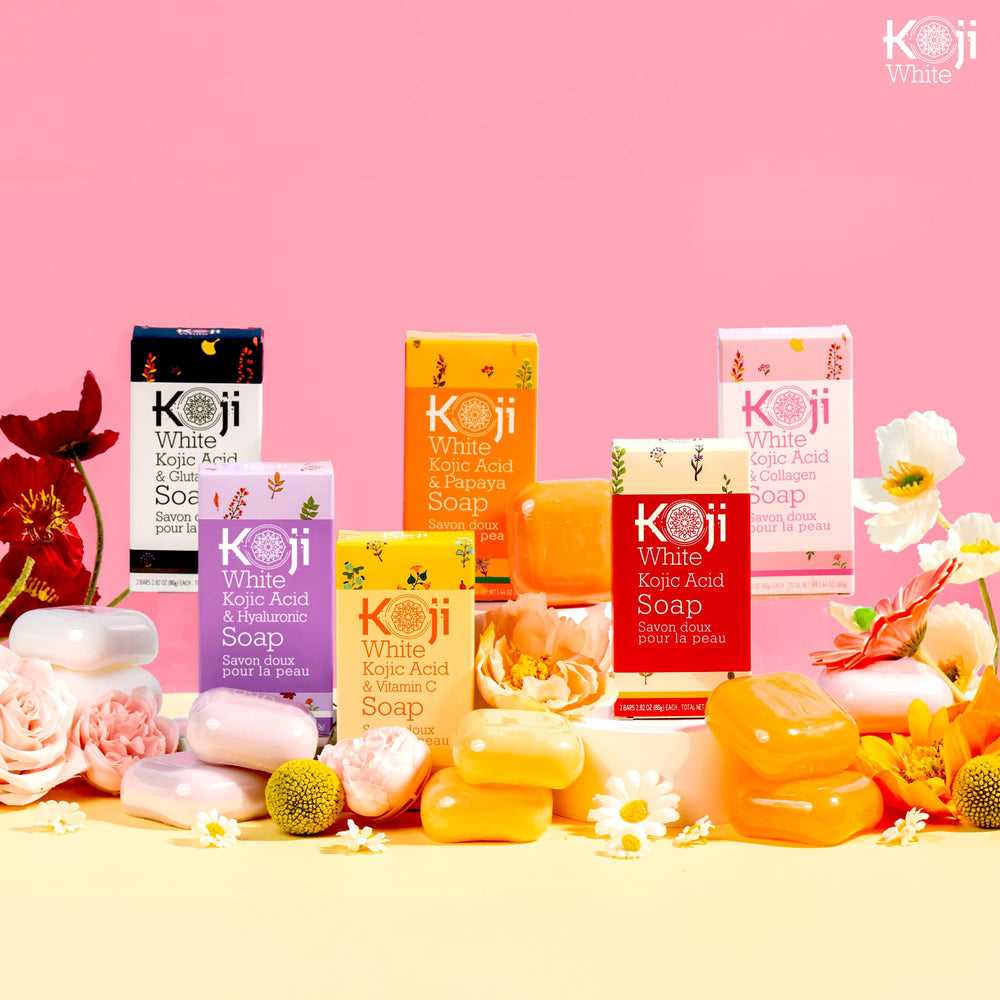 Ingredientes naturales de Koji White, cuidado suave.