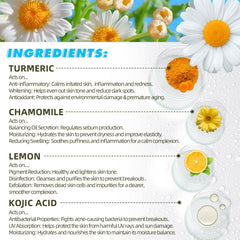Kojic Turmeric Cleansing Pads natural ingredients like aloe vera and turmeric.