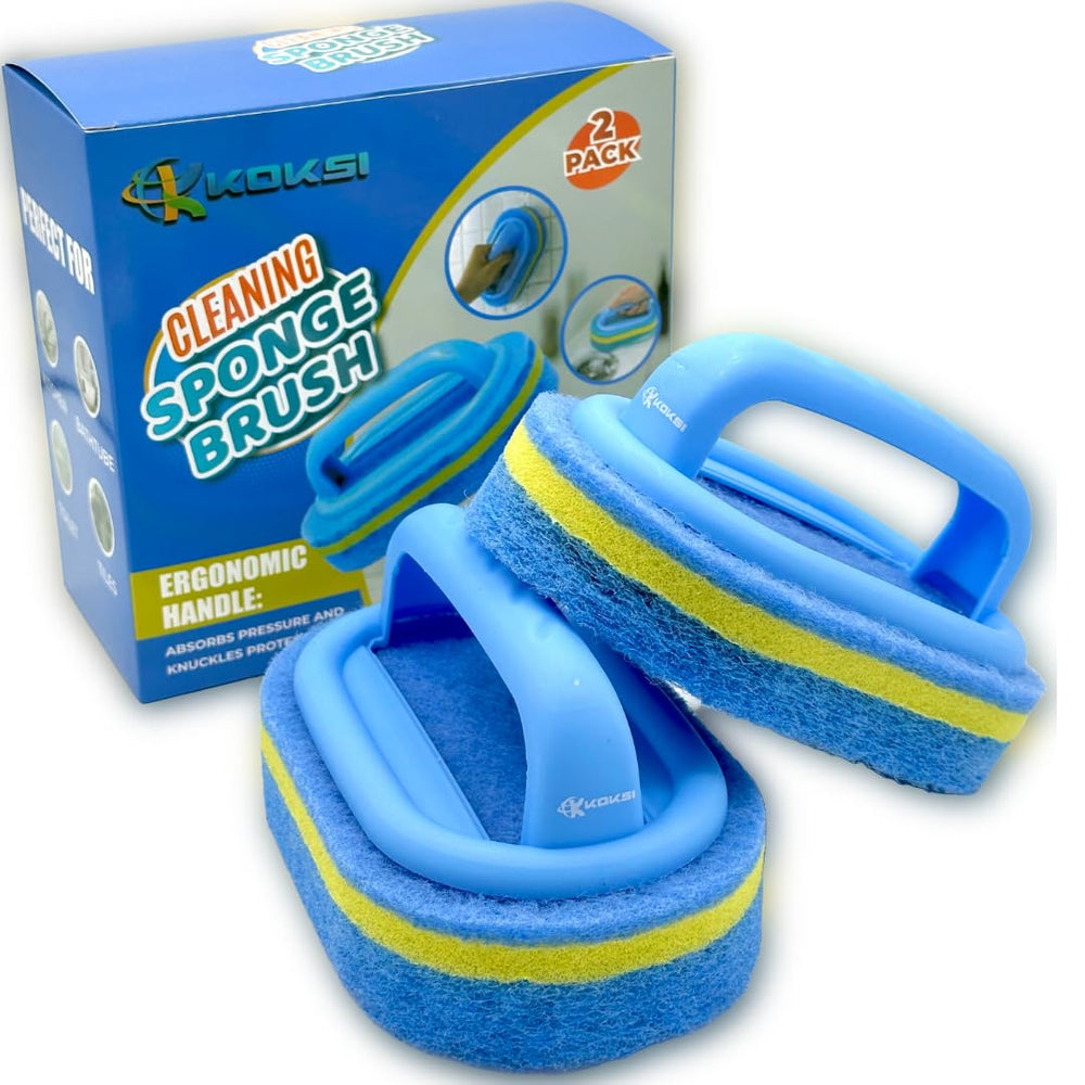 Cepillo Koksi de dos piezas con mango ergonómico para limpieza en baño y cocina.