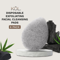 Close-up of KOL charcoal-infused pads showing textured surface for exfoliation.