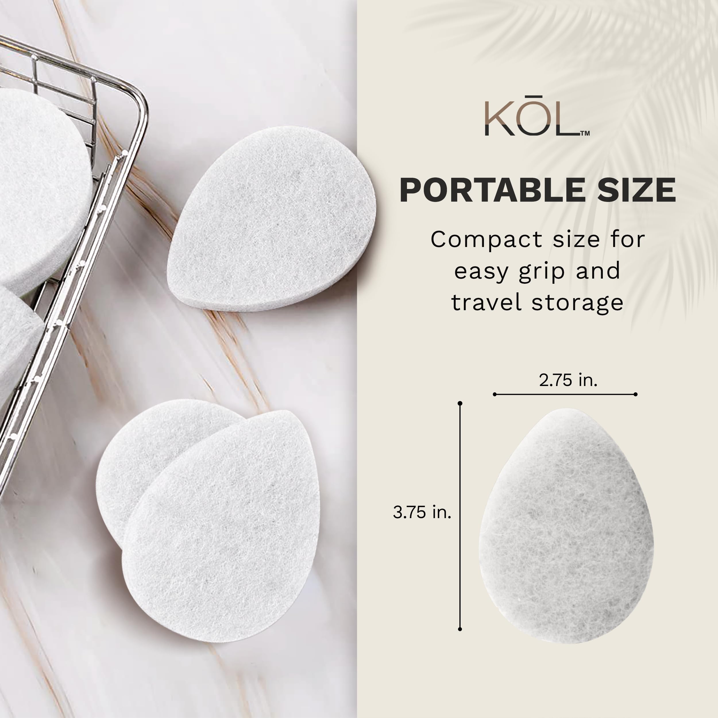 KOL reusable exfoliating pads designed for 2-3 uses to reduce waste.