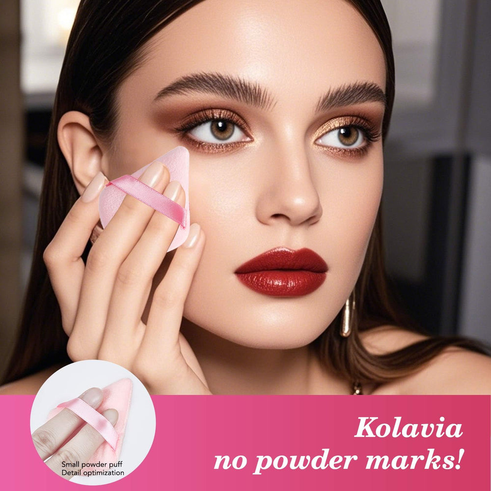 Kolavia foundation-blending sponge highlights even coverage for liquid formulas.