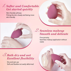Kolavia triangle powder puffs demonstrate quick powder buffing for a soft, lasting finish.