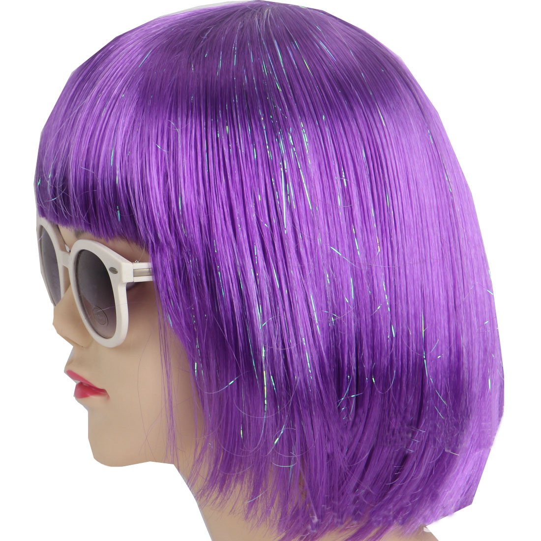 KOLIGHT wig with cap and comb in purple for easy wear and secure fit.