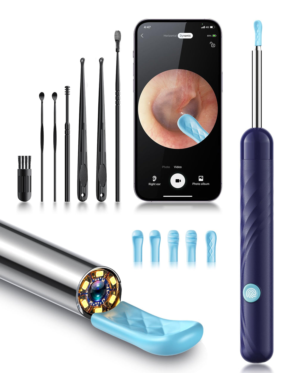 Kolrry ear wax camera otoscope with bright LEDs for precise inspection.