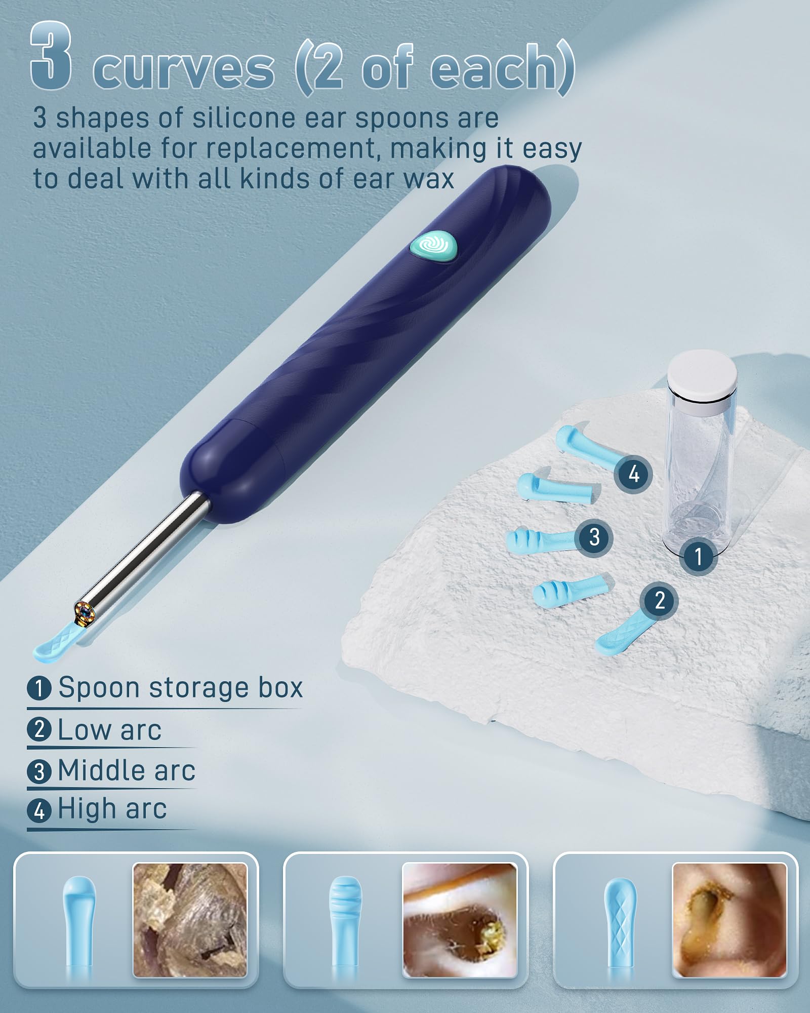 Kolrry silicone ear spoons provide gentle, comfortable wax removal.