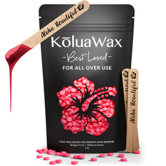 KoluaWax hard wax beads in dragon fruit hibiscus formula ready for at-home waxing.