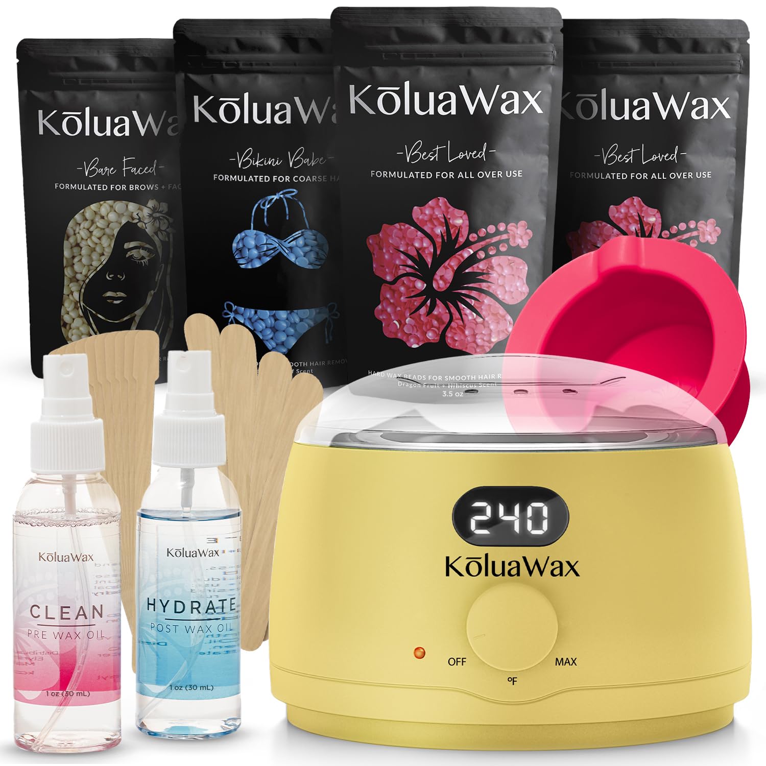 KoluaWax premium wax warmer enabling controlled, safe at-home waxing sessions.
