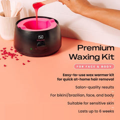KoluaWax Premium Waxing Kit with removable silicone wax pot for easy cleanup.