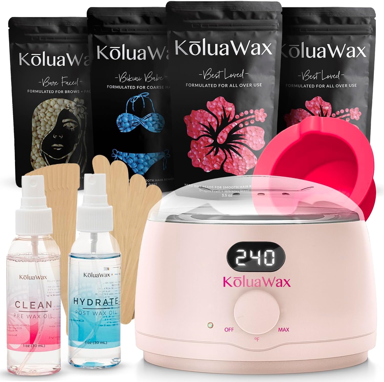 KoluaWax Premium Waxing Kit for Women with beginner-friendly setup for at-home waxing