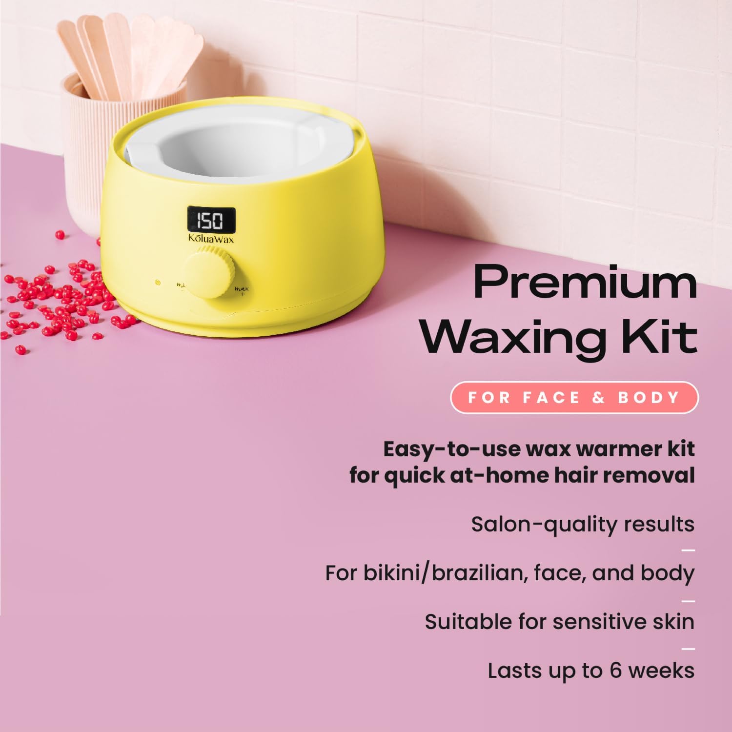 KoluaWax removable silicone wax pot for easy cleaning and reuse.