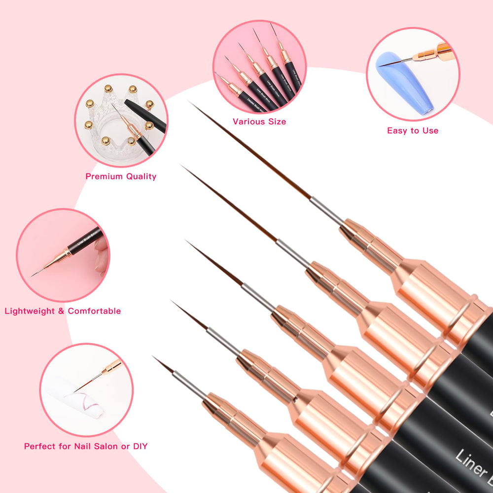 Komall 25mm nail art brush supports extended lines and decorative motifs