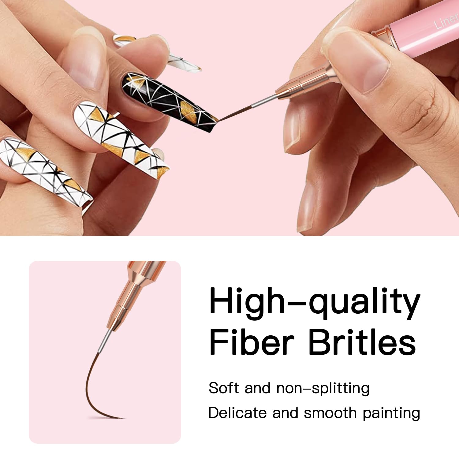 Komall 8mm liner brush for seamless outlines and delicate patterns