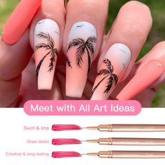 Komall Metallic Nail Art Brushes 12mm tip for broader accents and floral patterns.