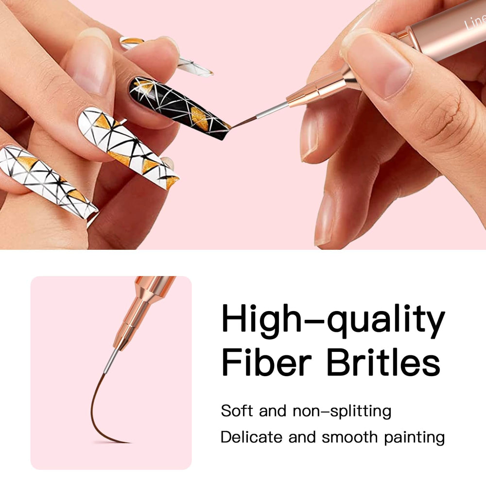 Komall Metallic Nail Art Brushes 20mm tip ideal for sweeping lines and filling color blocks.