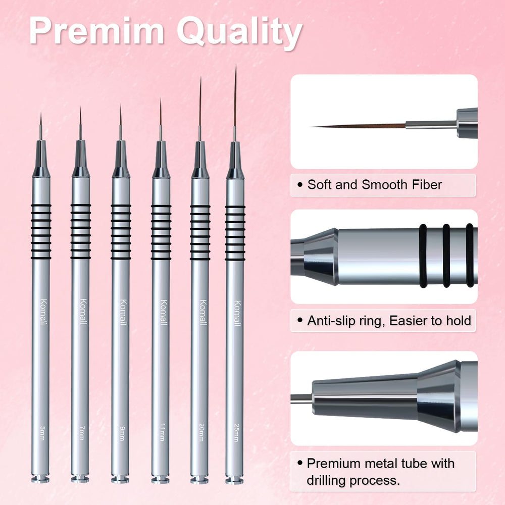 Komall 20mm brush supports broad fills on nail tips